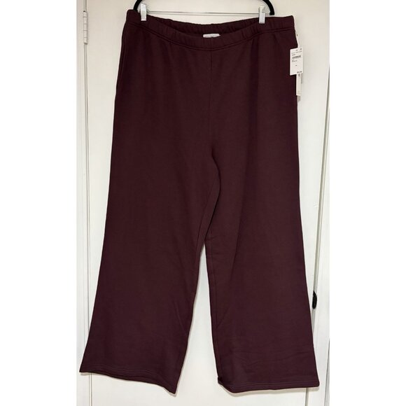 Good American Pants - Good American Women’s Burgundy Wide Leg Sweatpants Size 2XL Plus Size NWT